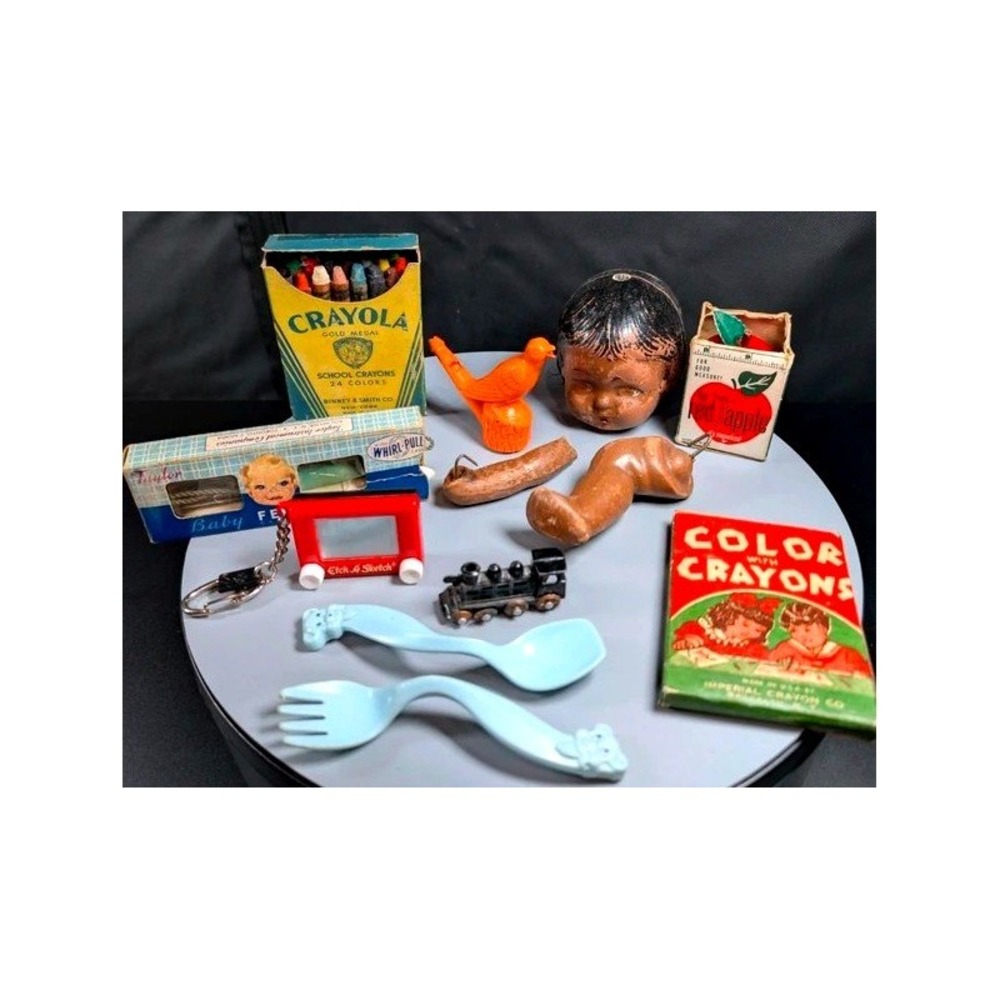 VTG. Mid-Century Kids Lot 1950s Crayola Gold Medal, Taylor Baby Thermometer,etc.